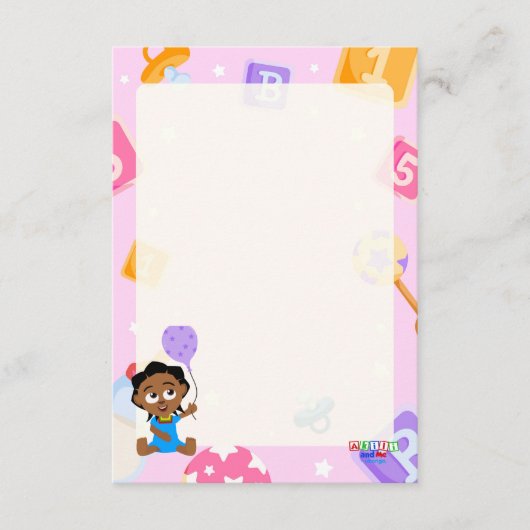 Akiliと私の赤ちゃんシャワー エンクロージャーカード (正面)