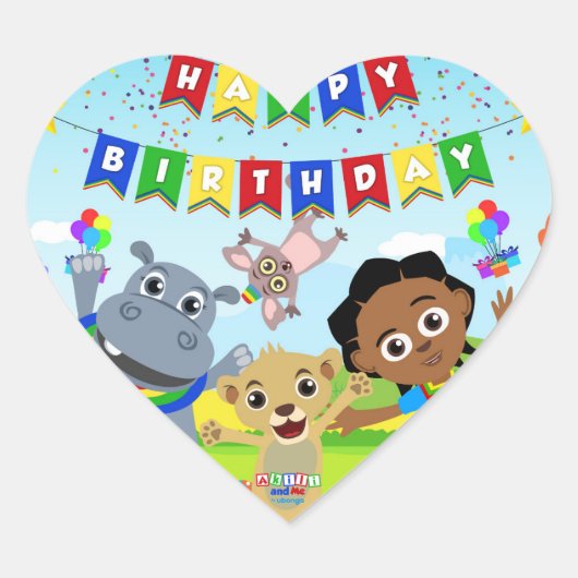 Akili & Friendsステッカー2 ハートシール (正面)