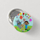 Akili & Friendsボタン3 缶バッジ (正面&裏面)