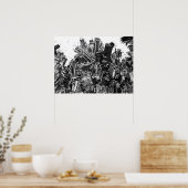 Akira cyberpunk city explosionマンガストリップ ポスター (キッチン)