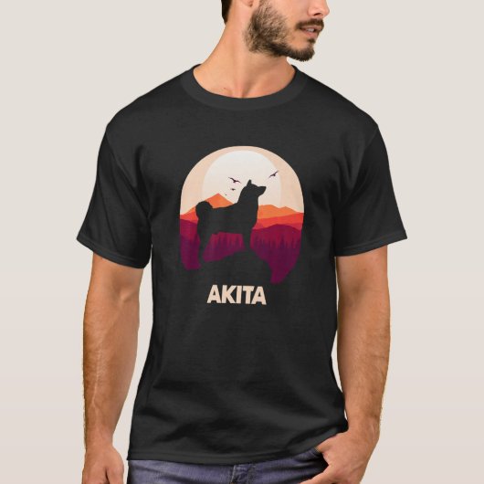 Akita and Moon Halloween 1 Tシャツ (正面)