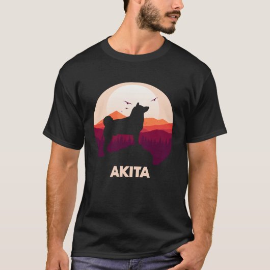 Akita and Moon Halloween Tシャツ (正面)