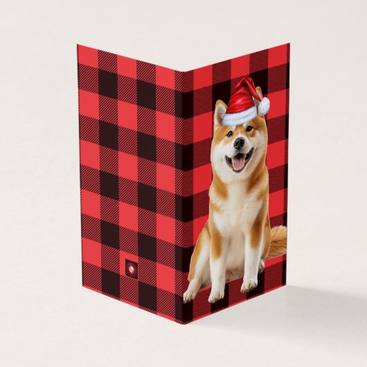 Akita Christmas Dog with Holiday Red Buffalo Plaid (外部)