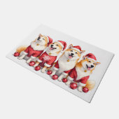 Akita Christmas Dress Santa Hat ドアマット (アングル)