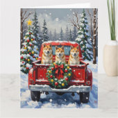 Akita Christmas Red Truck Holiday カード (正面)