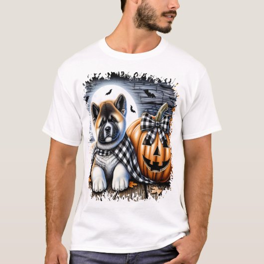 Akita Dog Halloween Square Tシャツ (正面)