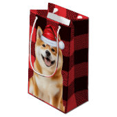 Akita Dog Holiday Red Buffalo Plaid Christmas スモールペーパーバッグ (裏面アングル)