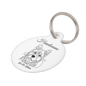 Akita Dog Line Art Personalized Tag ペット ネームタグ (側面)
