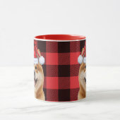 Akita Dog Lover Holiday Buffalo Plaid Christmas マグカップ (中央)
