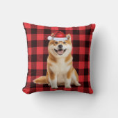 Akita Dog Red Buffalo Plaid Christmas Holiday クッション (正面)