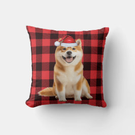Akita Dog Red Buffalo Plaid Christmas Holiday クッション