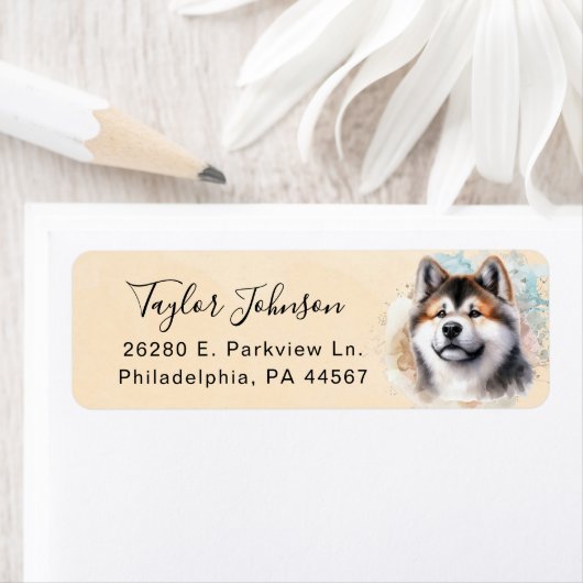 Akita Dog Return Address Label ラベル (インサイチュ)