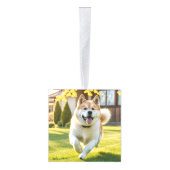 Akita Dog Two Photo Christmas Holiday キューブオーナメント (右)