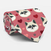 Akita Dog Valentine Hearts Pattern Cute Love ネクタイ (ロール)