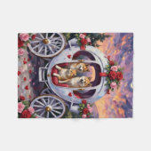 Akita Dog Valentine's Day フリースブランケット (正面(横))