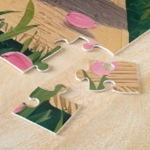 Akita Dog Valentine's Day Cherry Blossom Picnic ジグソーパズル (側面)