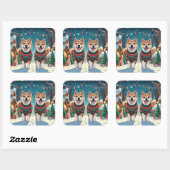 Akita Dogs Christmas Snow Holiday スクエアシール (シート)