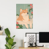 Akita Inu Bathroom Print Funny Dog in Bathtub in ポスター (ホームオフィス)