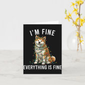 Akita Inu Christmas I'm Fine Everything Is Fine  カード (黄色い花)