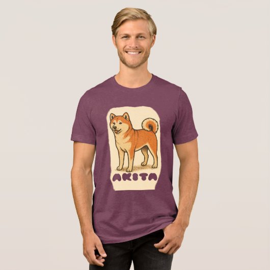 AKITA INU DOG T-Shirt トライブレンドTシャツ (正面全面)