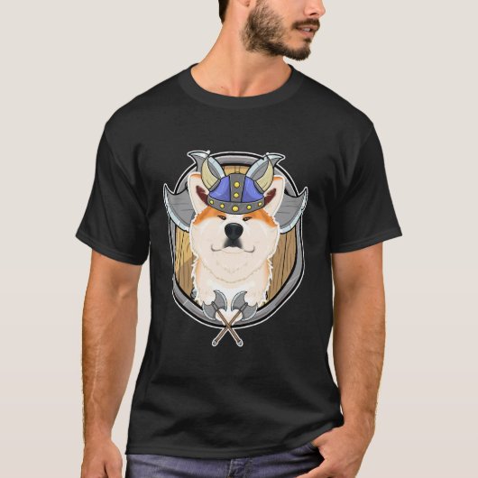 Akita Inu I Valhalla I Viking Tシャツ (正面)