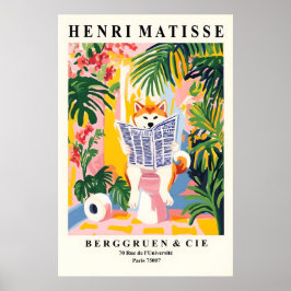 Akita Inu On Toilet Art Print Funny Bathroom in ポスター