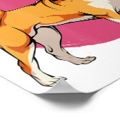 akita shiba inu dog japanese cherry blossom sakura ポスター (角)