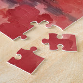 Akita Valentine Dog Art with Hearts and Balloons ジグソーパズル (側面)