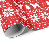Akitasドッグシルエットクリスマスのホリデーパターン ラッピングペーパー (ロールコーナー)