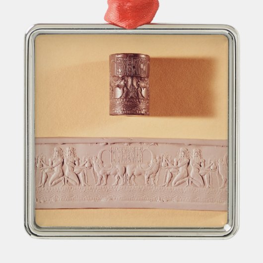 Akkadianシリンダーシールおよび印象 メタルオーナメント (正面)