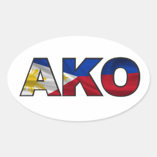 AKO – フィリピン国旗 楕円形シール