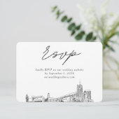 Akronの結婚ミニマルなスケッチRSVP エンクロージャーカード (スタンド正面)