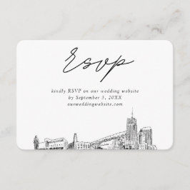 Akronの結婚ミニマルなスケッチRSVP エンクロージャーカード