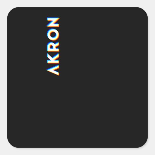 Akron Ohio CMYKグリッチタイプ スクエアシール (正面)