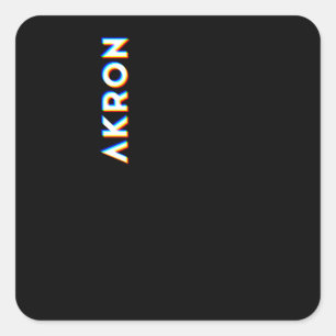 Akron Ohio CMYKグリッチタイプ スクエアシール