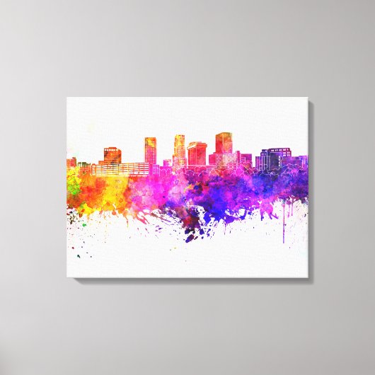 Akron skyline in watercolor background キャンバスプリント (正面)