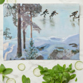 Akseli Gallen-Kallela – カレラショア近くのスケーター キッチンタオル (折り畳み)