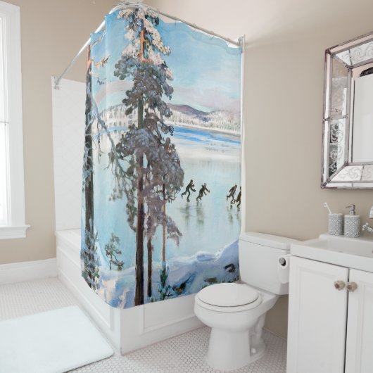 Akseli Gallen-Kallela – カレラショア近くのスケーター シャワーカーテン (インサイチュ)