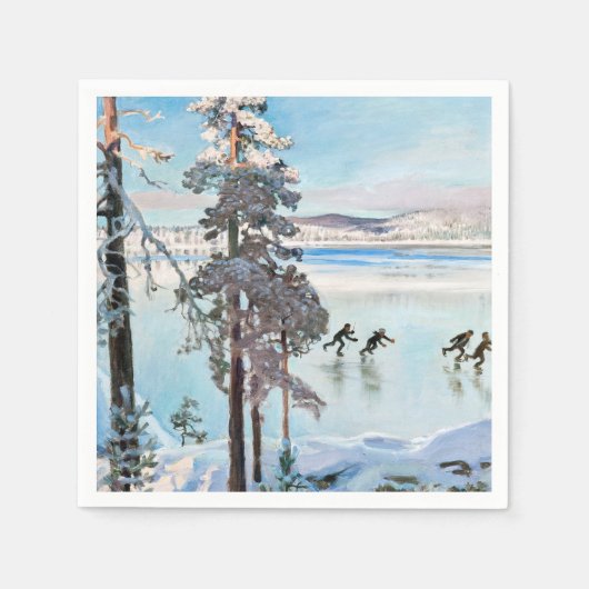 Akseli Gallen-Kallela – カレラショア近くのスケーター スタンダードカクテルナプキン (正面)