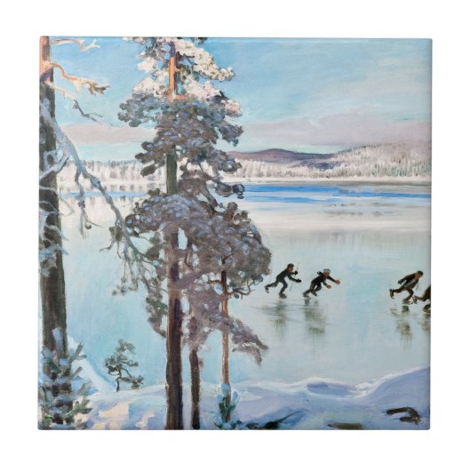 Akseli Gallen-Kallela - Skaters near Kalela Shore タイル (正面)