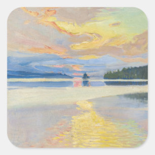 Akseli Gallen-Kallela - Sunset over Lake Ruovesi スクエアシール