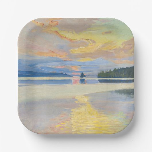 Akseli Gallen-Kallela - Sunset over Lake Ruovesi ペーパープレート (正面)