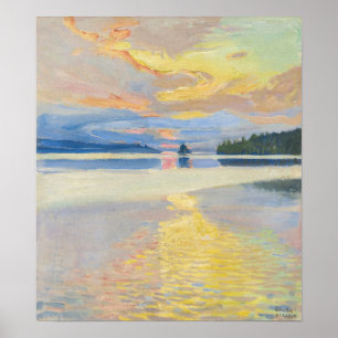 Akseli Gallen-Kallela - Sunset over Lake Ruovesi ポスター