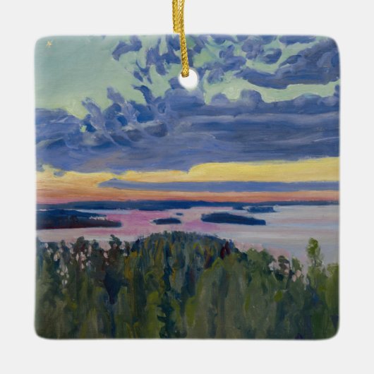 Akseli Gallen-Kallela - View over a Lake at Sunset セラミックオーナメント (正面)