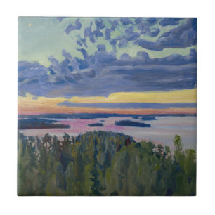Akseli Gallen-Kallela - View over a Lake at Sunset タイル