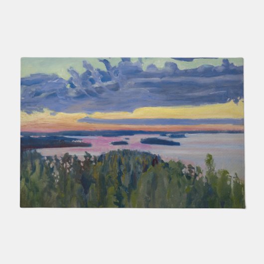 Akseli Gallen-Kallela - View over a Lake at Sunset ドアマット (正面)