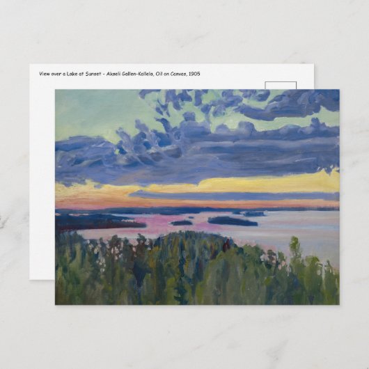Akseli Gallen-Kallela - View over a Lake at Sunset ポストカード (正面/裏面)