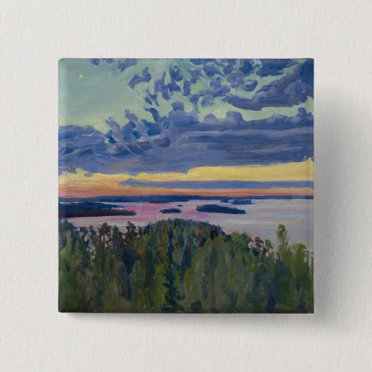 Akseli Gallen-Kallela - View over a Lake at Sunset 缶バッジ (正面)