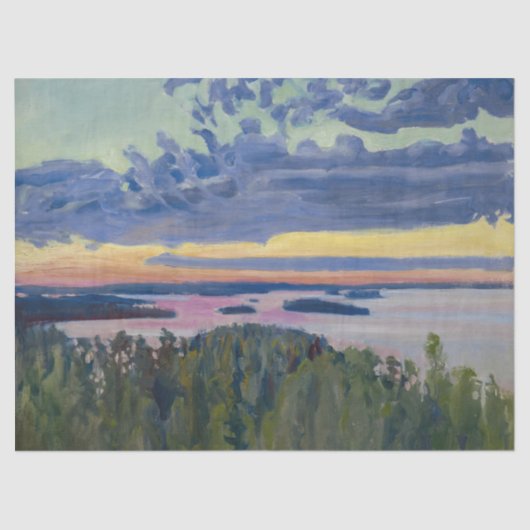 Akseli Gallen-Kallela - View over a Lake at Sunset 薄葉紙 (正面)
