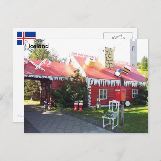Akureyri、アイスランドの近くのクリスマスの家 シーズンポストカード (正面/裏面)